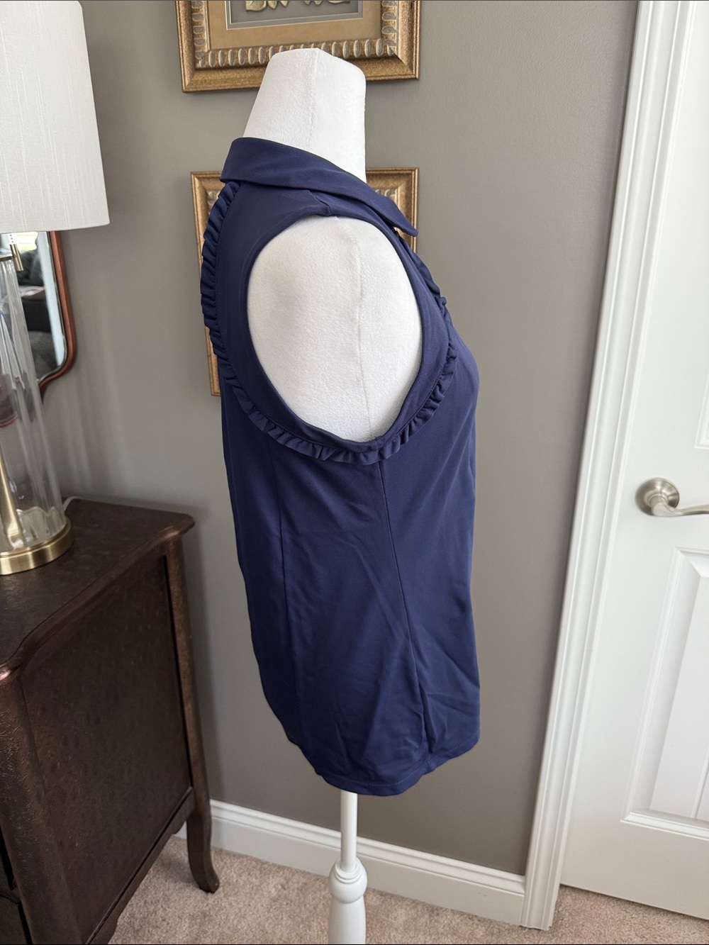 Lilly Pulitzer Navy Sleeveless V-Neck Polo Tank - Picture 3 of 6